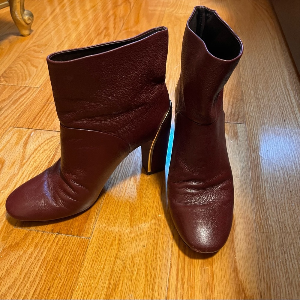 Diane Von Furstenberg burgundy leather boots